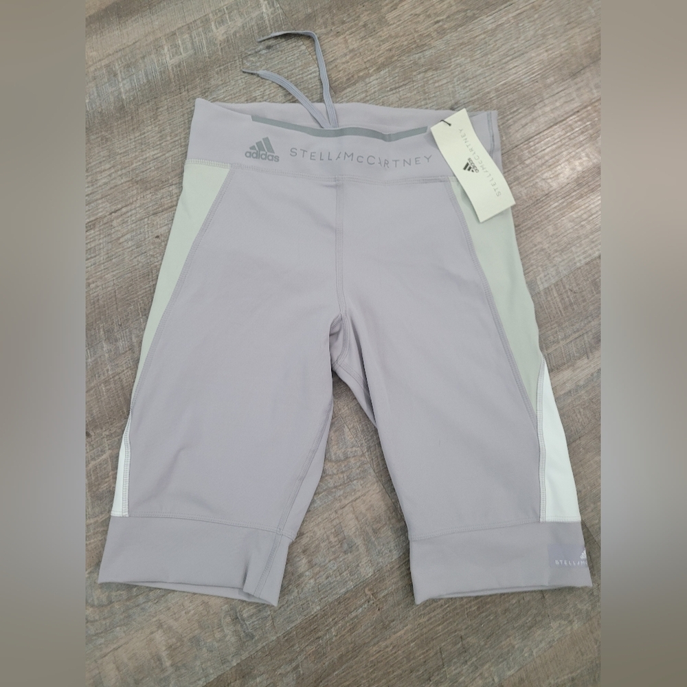 Adidas By STELLA McCARTNEY  High Waisted Grey Green White  Shorts Sz S NWT